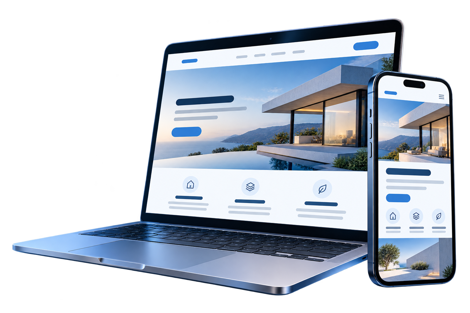 Illustration of a business website on laptop and phone